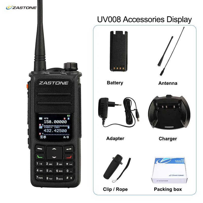 ZASTONE UV008 DMR Walkie Talkie Digita Two Way Radio Dual band 10W Dual time slot Walkie-talkie GPS