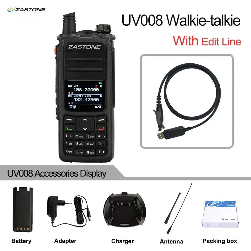 ZASTONE UV008 DMR Walkie Talkie Digita Two Way Radio Dual band 10W Dual time slot Walkie-talkie GPS