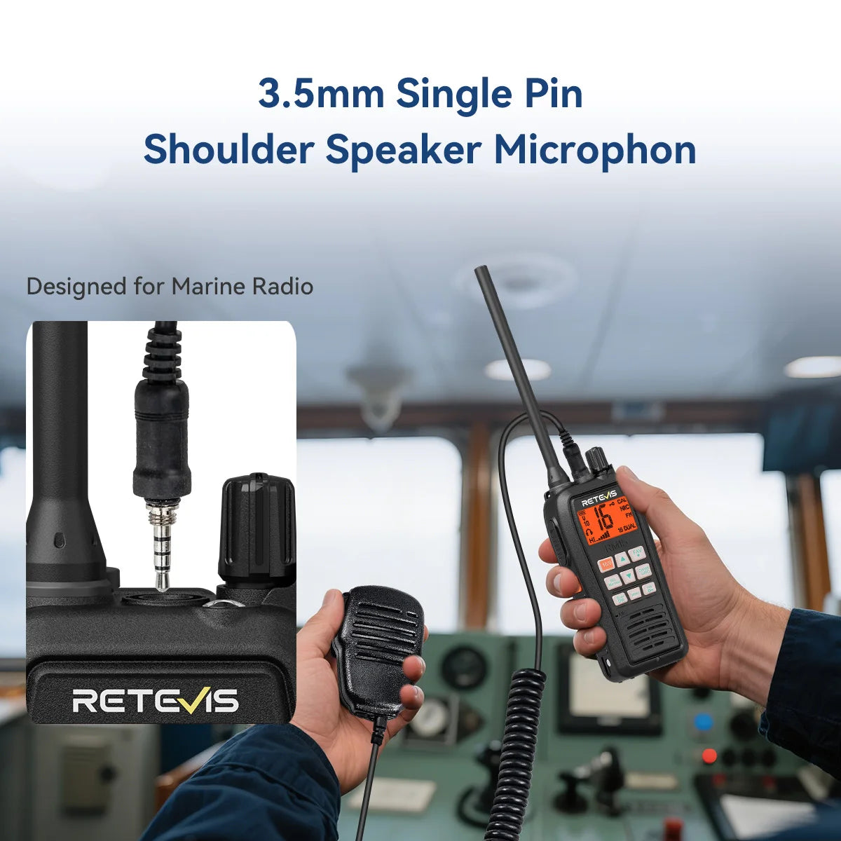 Retevis RM15 Marine Radio Transceiver VHF IP68 Waterproof Floating Radio handheld Portable Long Range Walkie Talkies for Boating