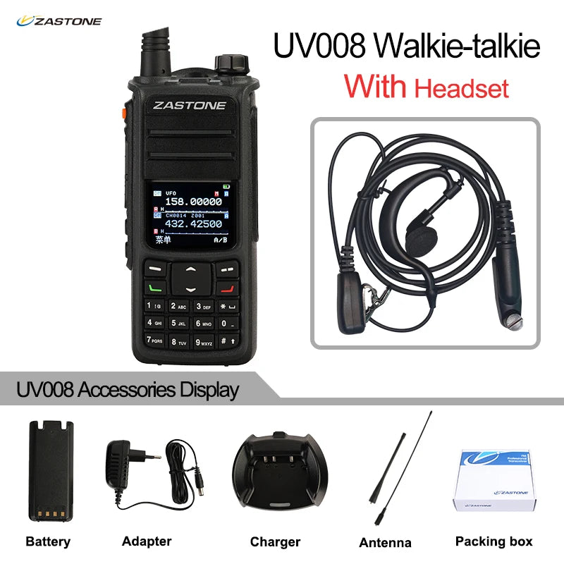ZASTONE UV008 DMR Walkie Talkie Digita Two Way Radio Dual band 10W Dual time slot Walkie-talkie GPS