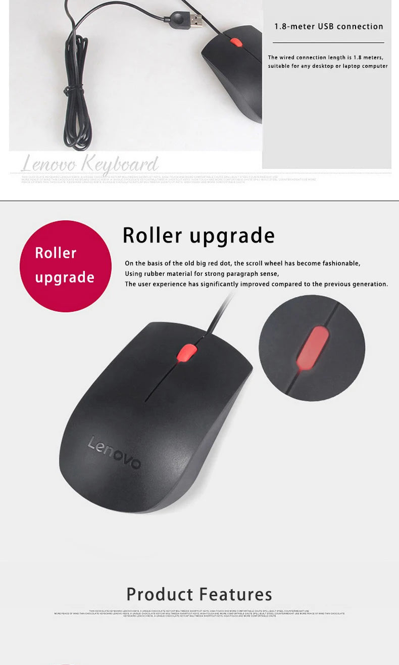 Mouse Lenovo Mouse Ems-537A Wired Mouse Office Mouse Black