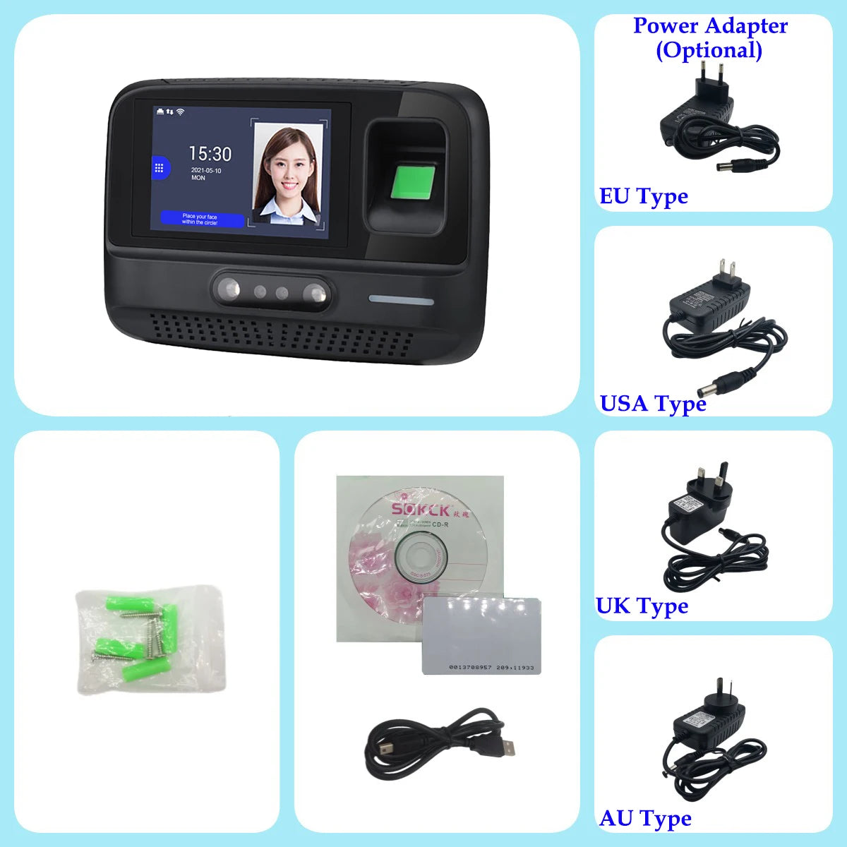 WiFi Palm Face Recognition Time Attendance Machine Desktop Fingerprint Card Empolyee Electronic Attendance Management System