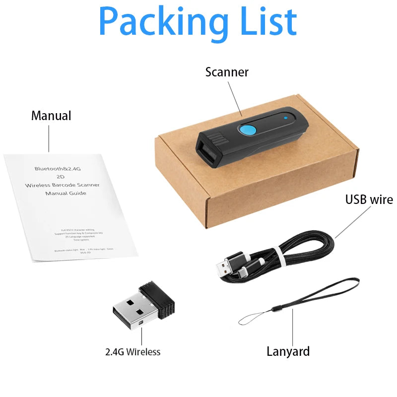 Mini Pocket Barcode Scanner Wireless Bluetooth Instant Upload or storage Mode Optional Support IOS Android Windows System