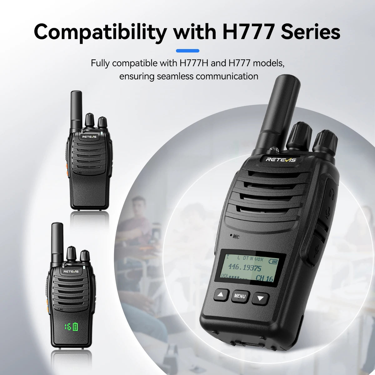 Retevis H777D (H777 Upgraded）Walkie Talkie Portable License Free LCD Display Radio Long Range Type-C Walkie-Talkies for Camping