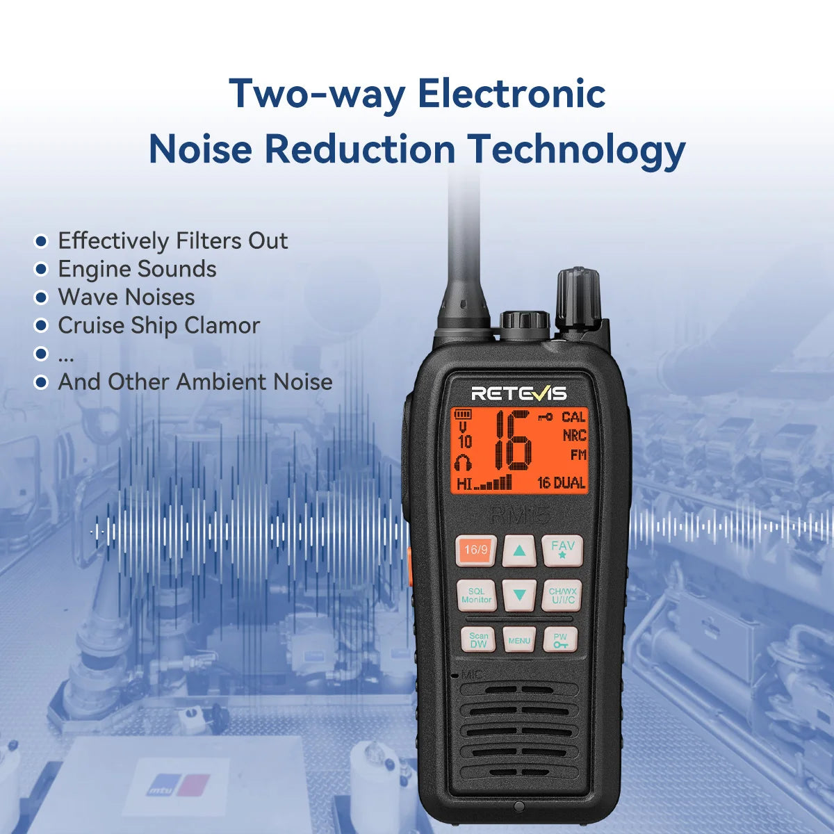 Retevis RM15 Marine Radio Transceiver VHF IP68 Waterproof Floating Radio handheld Portable Long Range Walkie Talkies for Boating