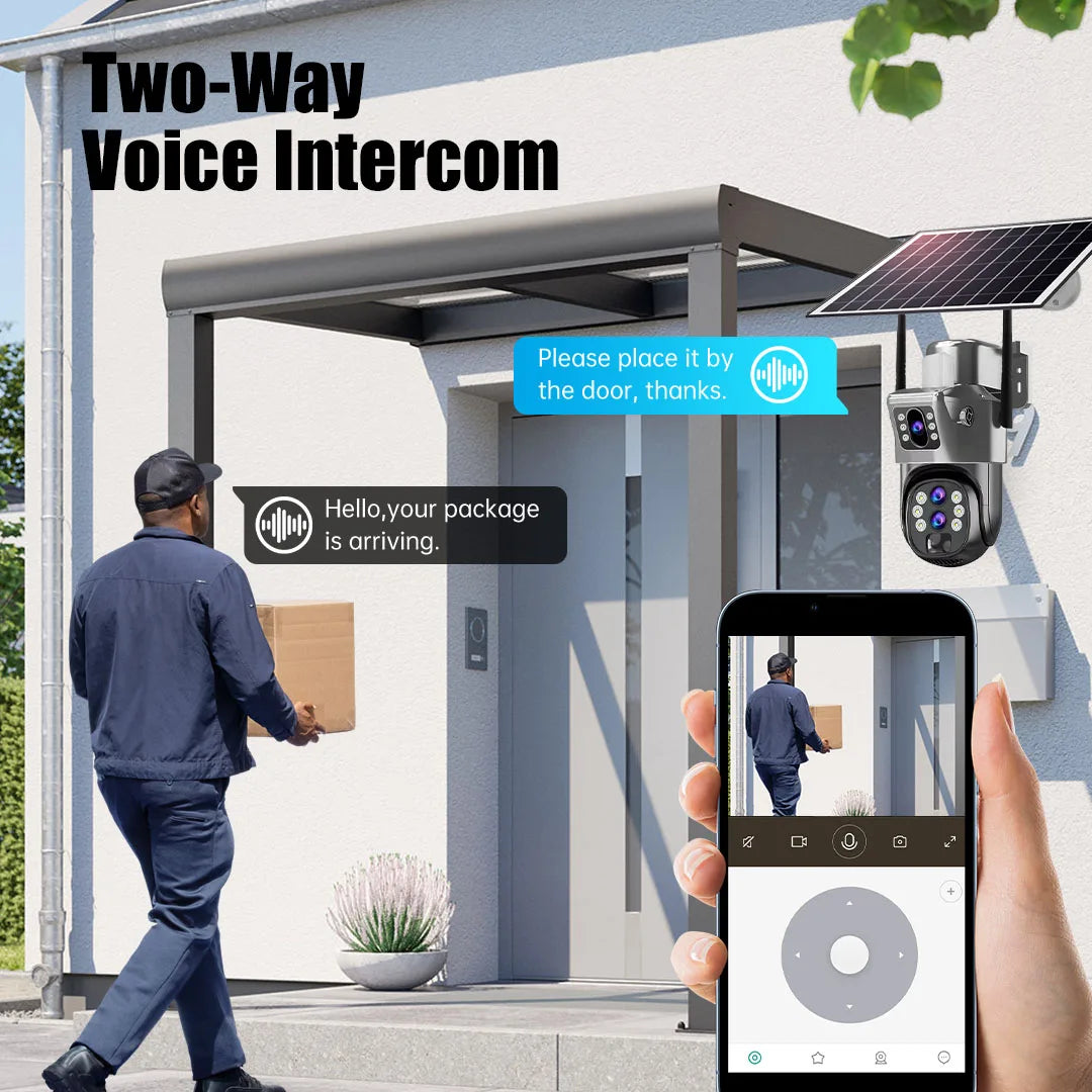 10X Zoom 4G SIM Card Outdoor Solar Camera Three Lens 6K 12MP Wireless PTZ Surveillance CCTV PIR Motion Detection Security Camera