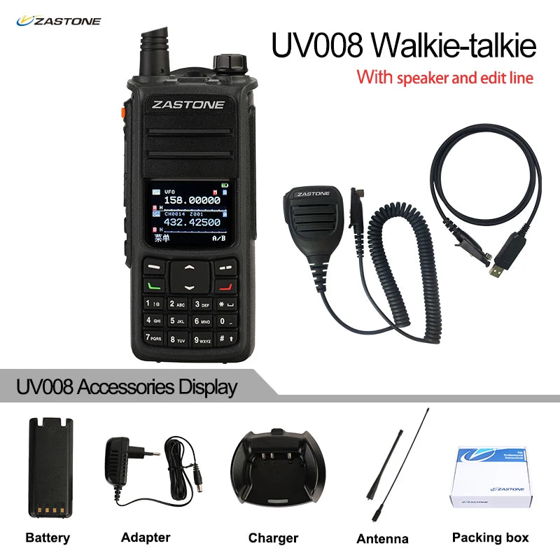 ZASTONE UV008 DMR Walkie Talkie Digita Two Way Radio Dual band 10W Dual time slot Walkie-talkie GPS