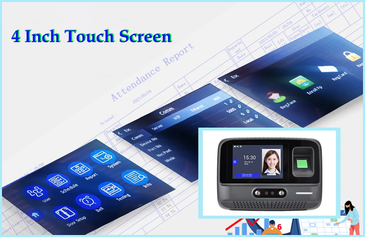 WiFi Palm Face Recognition Time Attendance Machine Desktop Fingerprint Card Empolyee Electronic Attendance Management System