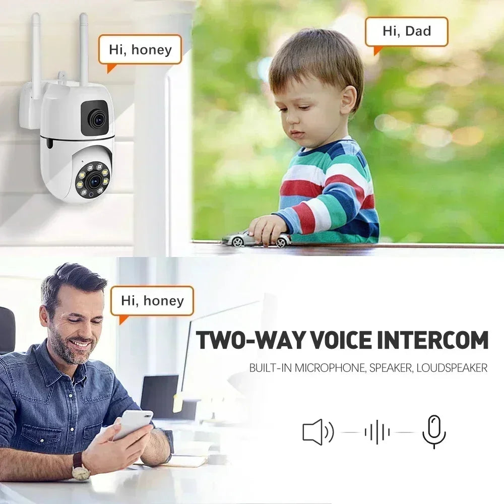 8MP Wifi Camera Dual Lens Security Wireless Outdoor Cameras Two-way Audio  AI Human Tracking Color Night Vision Baby Monitor