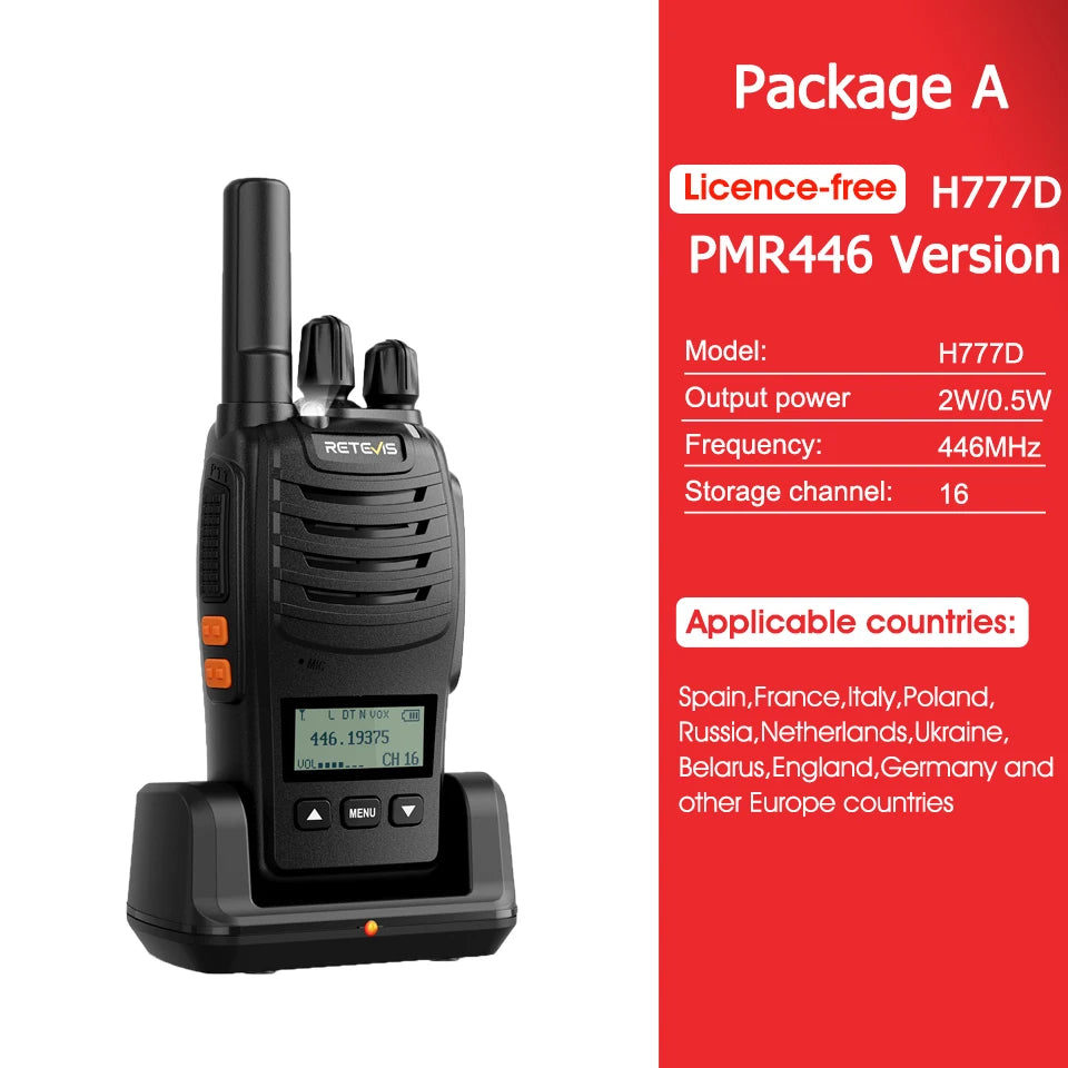 Retevis H777D (H777 Upgraded）Walkie Talkie Portable License Free LCD Display Radio Long Range Type-C Walkie-Talkies for Camping