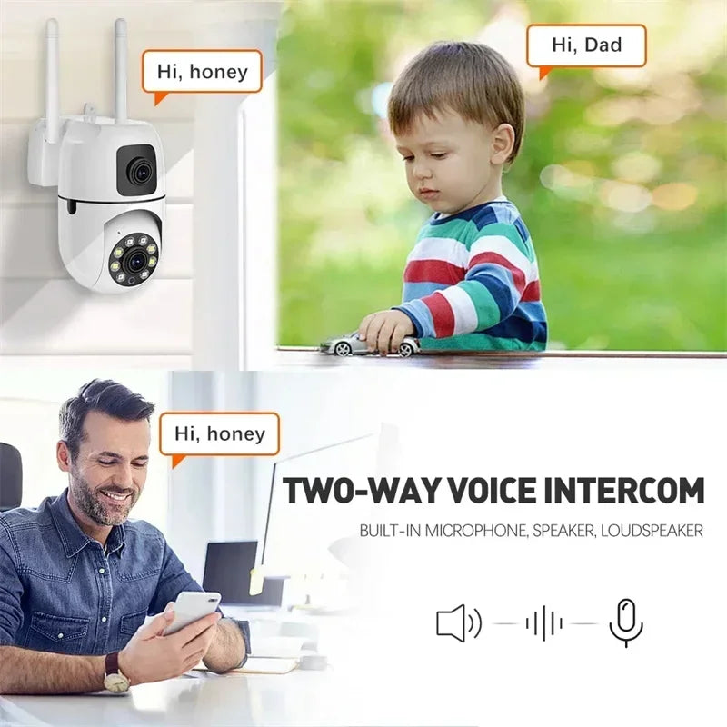 8MP Wifi Camera Dual Lens Security Wireless Outdoor Cameras Two-way Audio  AI Human Tracking Color Night Vision Baby Monitor