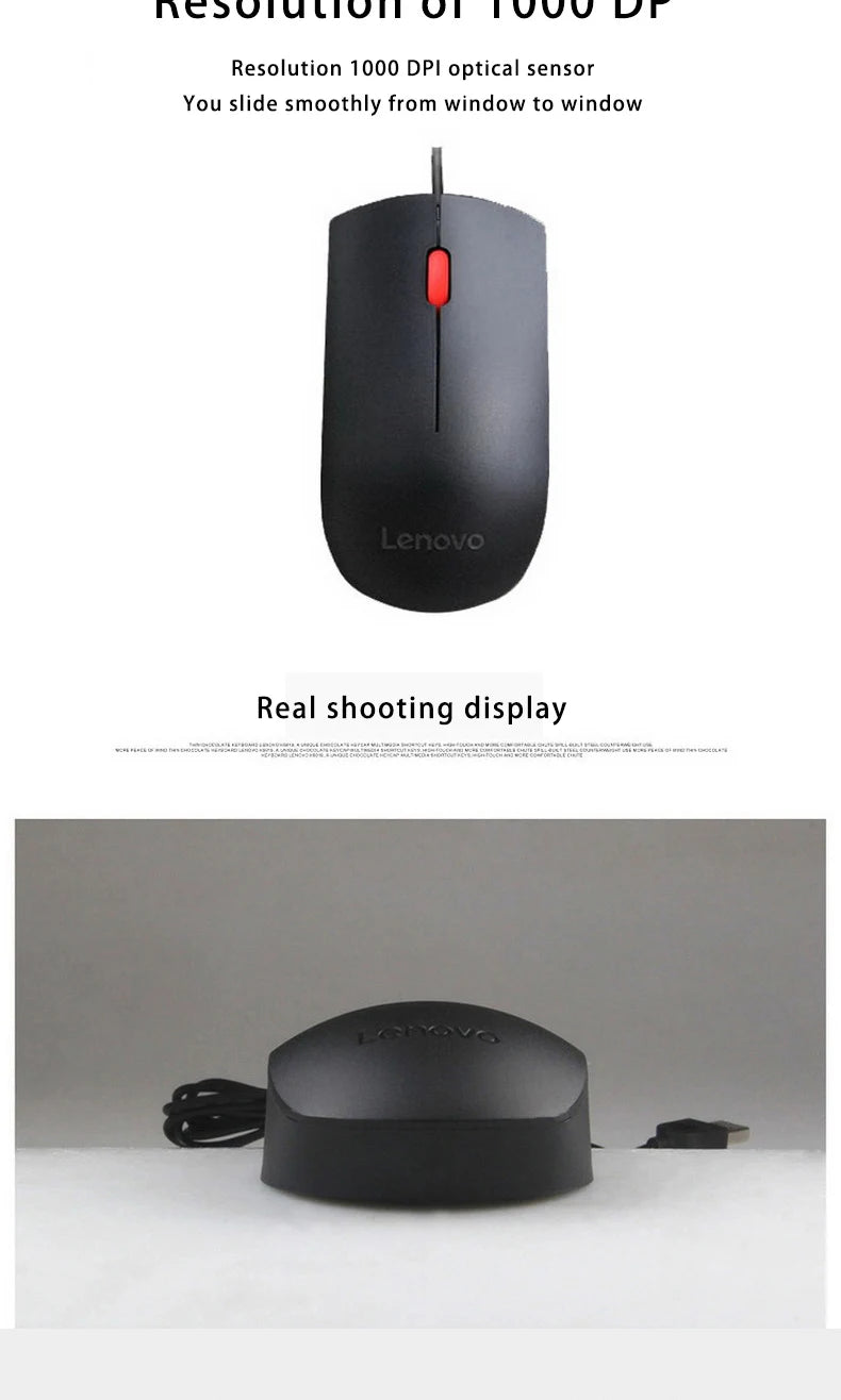 Mouse Lenovo Mouse Ems-537A Wired Mouse Office Mouse Black