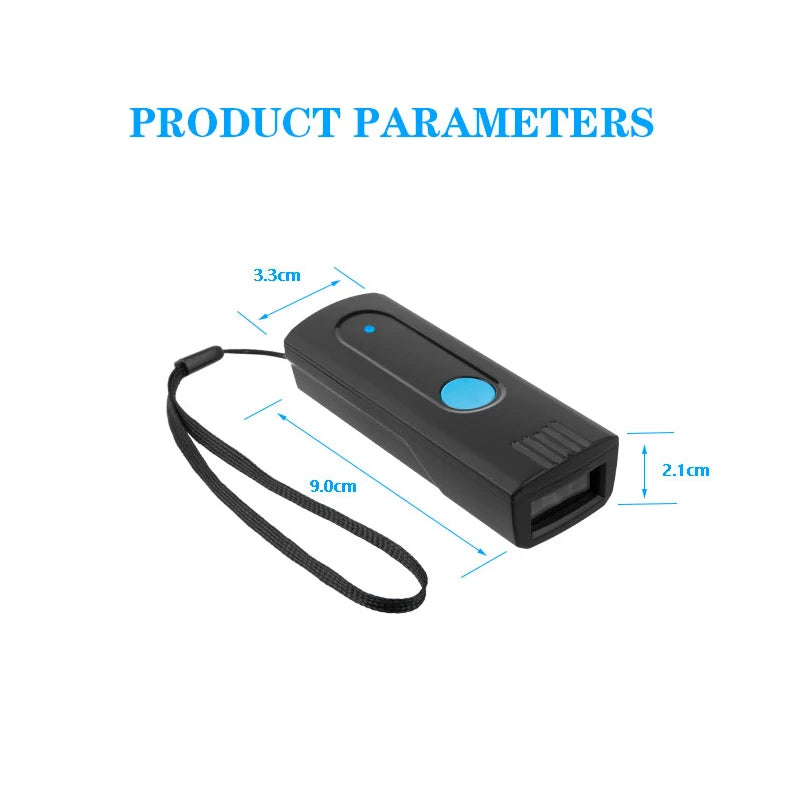 Mini Pocket Barcode Scanner Wireless Bluetooth Instant Upload or storage Mode Optional Support IOS Android Windows System