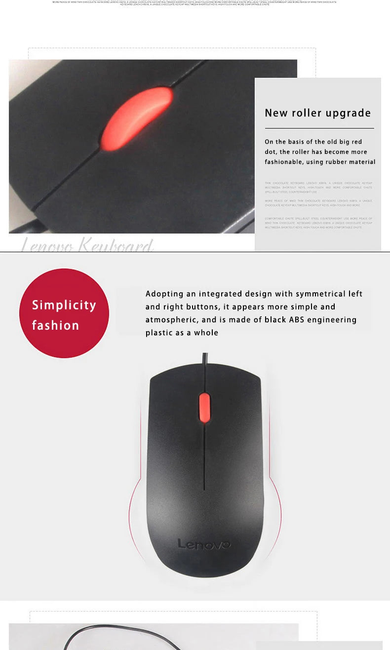 Mouse Lenovo Mouse Ems-537A Wired Mouse Office Mouse Black