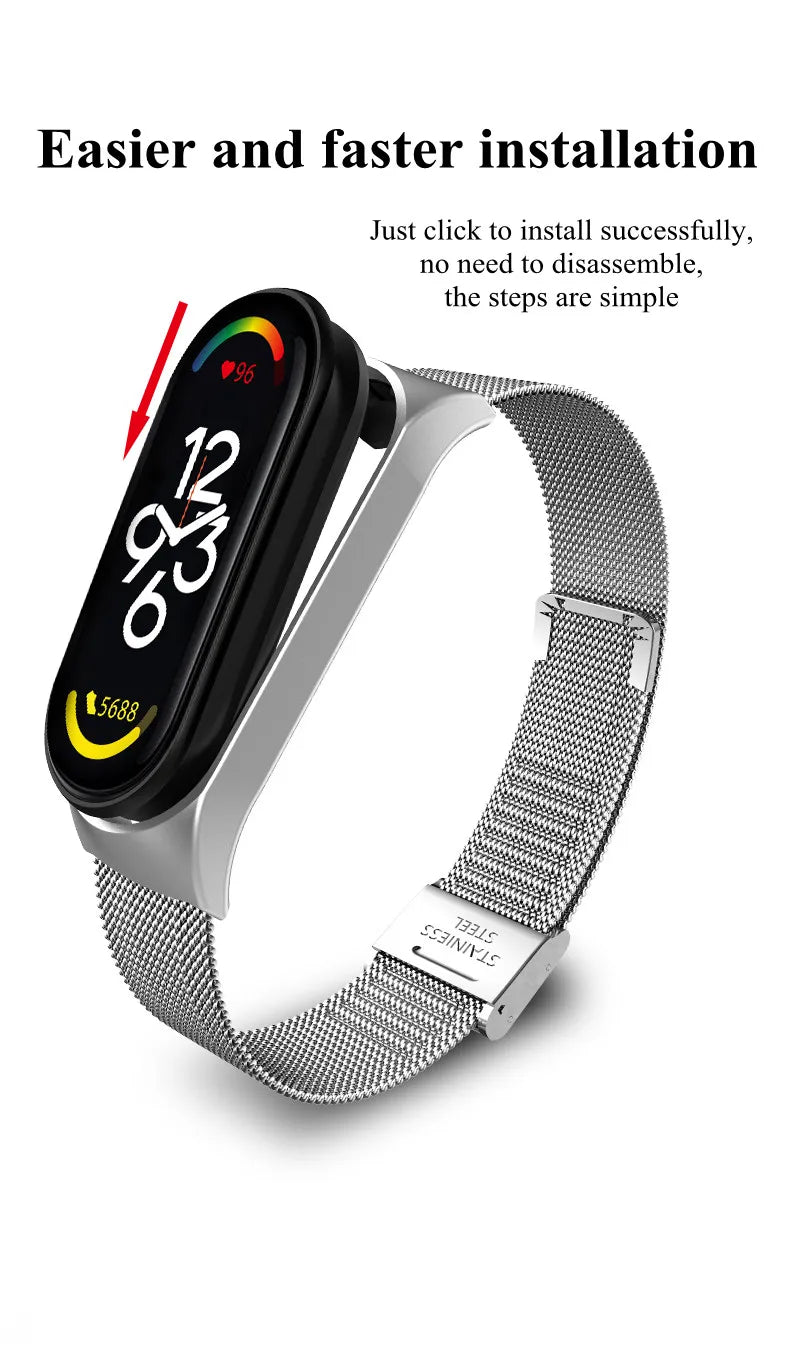 Metal Strap bracelet for Xiaomi mi band 7 6 5 3 4 strap Stainless Steel MiBand 4 Smart Wrist Strap for xiao mi miband 4 3 straps