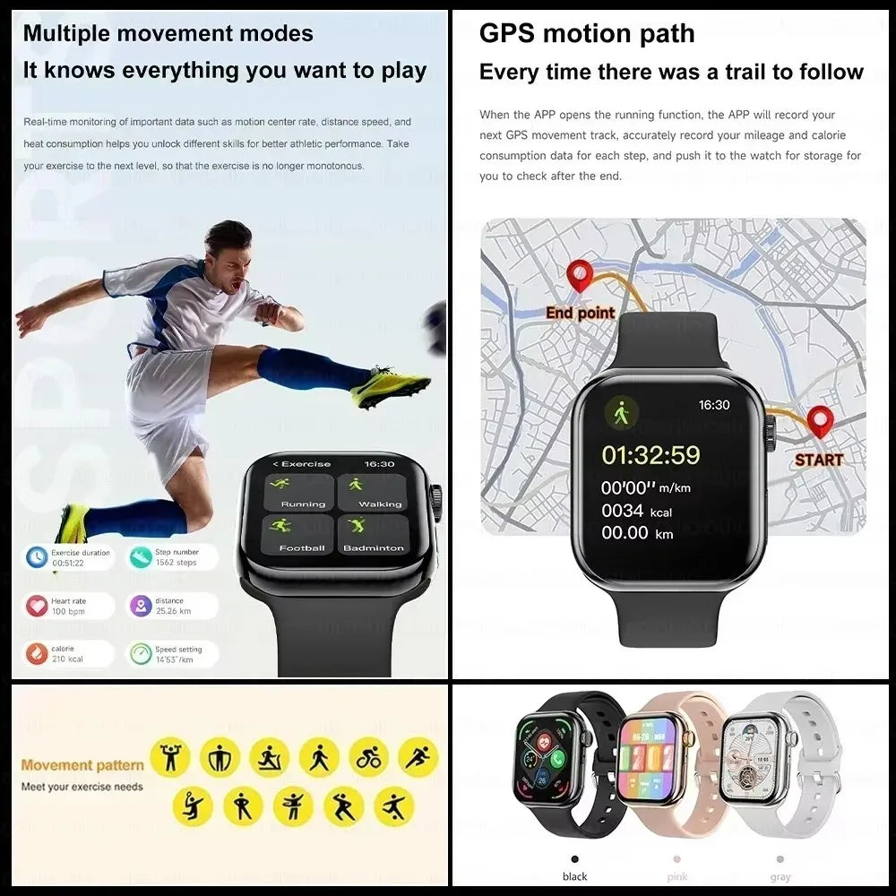 GPS Smart Watch Men For Apple Watch 11 Series Always On Display Body Temperature BT Call NFC Women Smartwatch For IOS Android