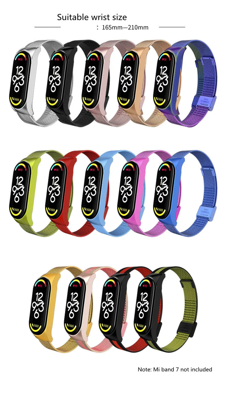 Metal Strap bracelet for Xiaomi mi band 7 6 5 3 4 strap Stainless Steel MiBand 4 Smart Wrist Strap for xiao mi miband 4 3 straps