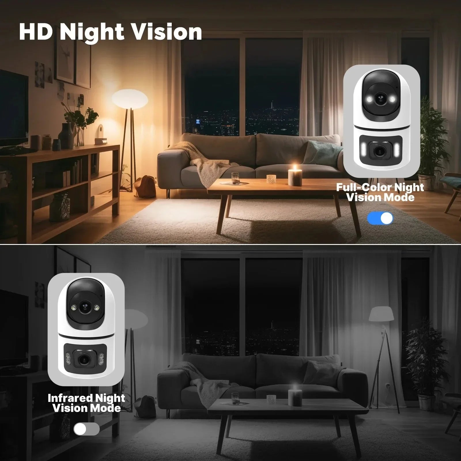 4K 8MP WiFi Surveillance Camera Dual Lens with Adjustable Bracket Two-Way Audio Onvif 10X Zoom Security Wireless Surveillance