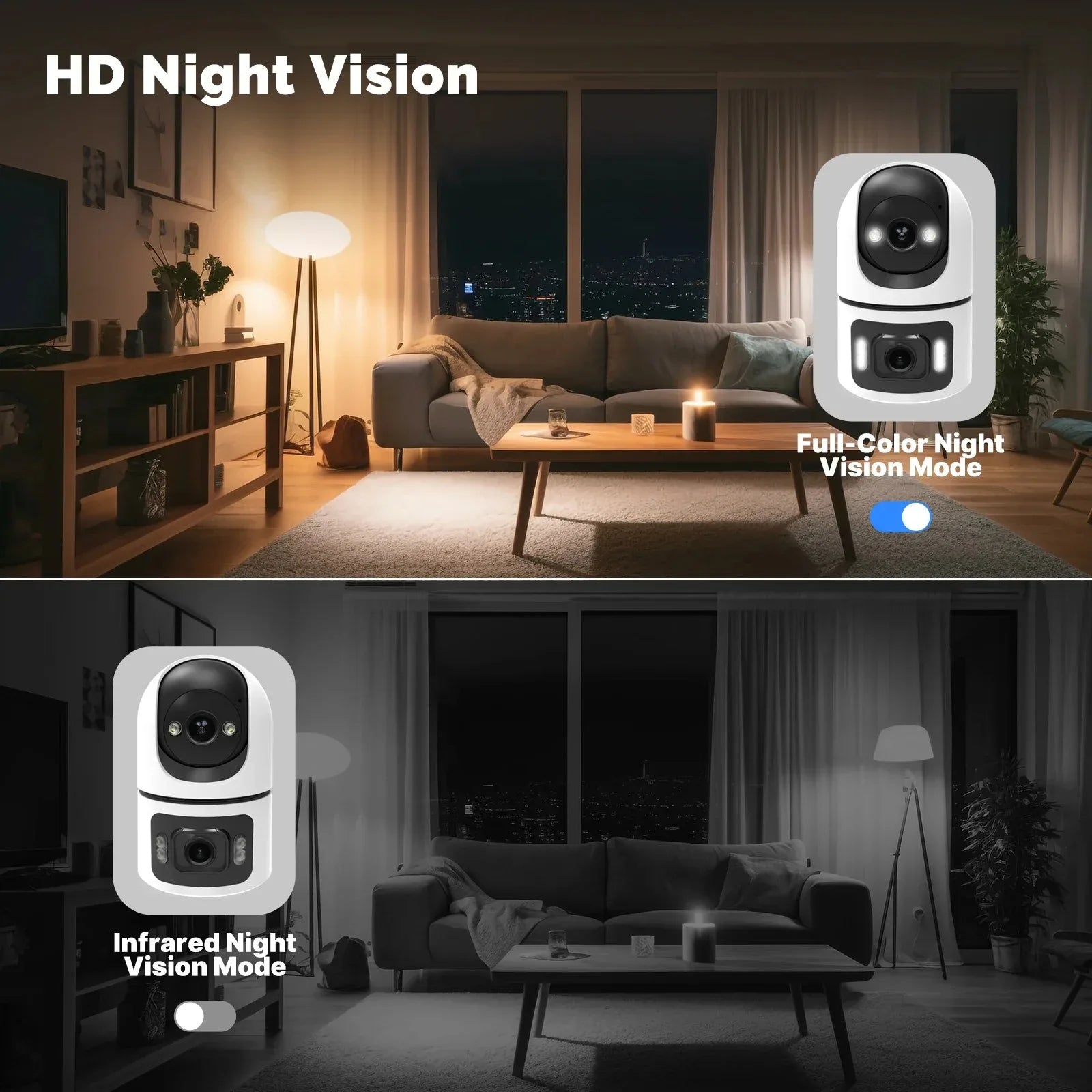4K 8MP WiFi Surveillance Camera Dual Lens with Adjustable Bracket Two-Way Audio Onvif 10X Zoom Security Wireless Surveillance