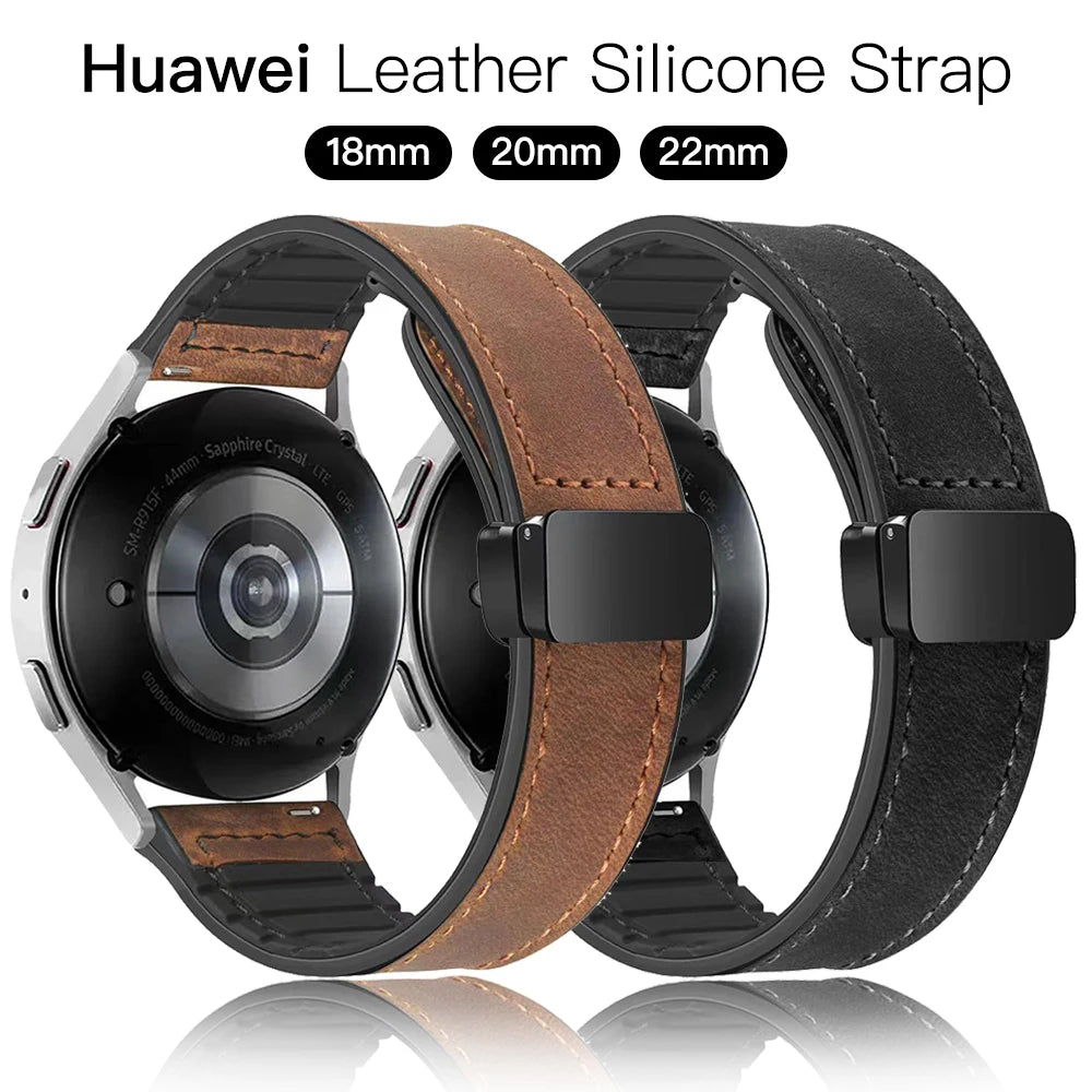 Leather Silicone Strap for Huawei Watch GT 6 5 4 46mm 41mm Band Wristband Bracelet for Huawei GT6 GT5 GT4 GT3 Pro GT2 22mm Strap