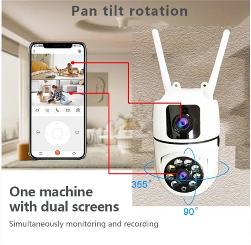 8MP Wifi Camera Dual Lens Security Wireless Outdoor Cameras Two-way Audio  AI Human Tracking Color Night Vision Baby Monitor