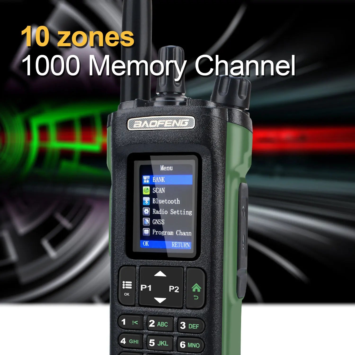 Walkie Talkie Baofeng UV-32 Air Band 10W GPS Amateur FM Two Way Radio with 2.0" HD Screen and 2200mah USB-C Charging Battery