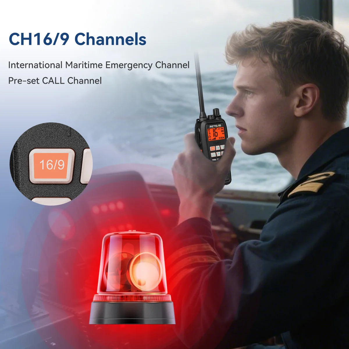 Retevis RM15 Marine Radio Transceiver VHF IP68 Waterproof Floating Radio handheld Portable Long Range Walkie Talkies for Boating