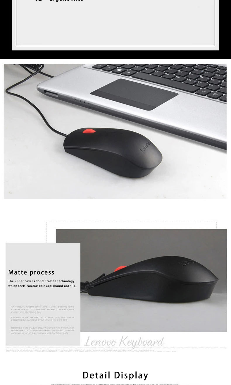 Mouse Lenovo Mouse Ems-537A Wired Mouse Office Mouse Black