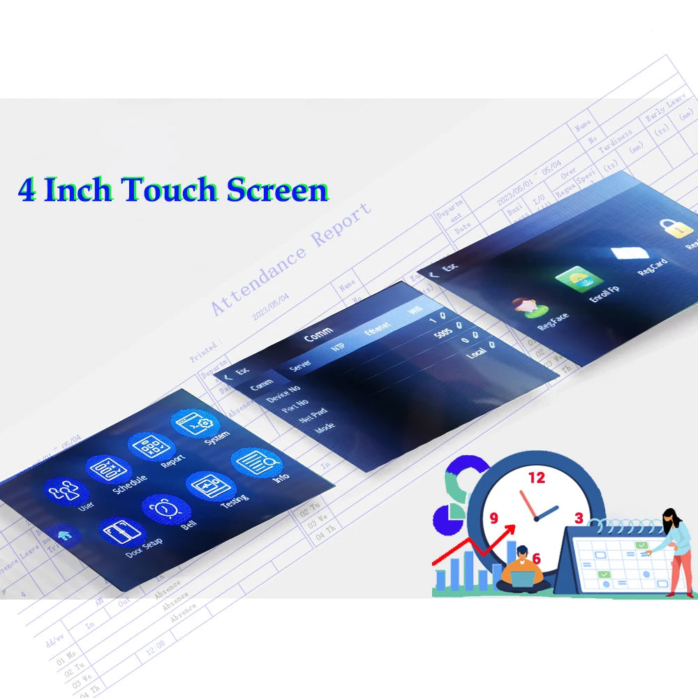 WiFi Palm Face Recognition Time Attendance Machine Desktop Fingerprint Card Empolyee Electronic Attendance Management System