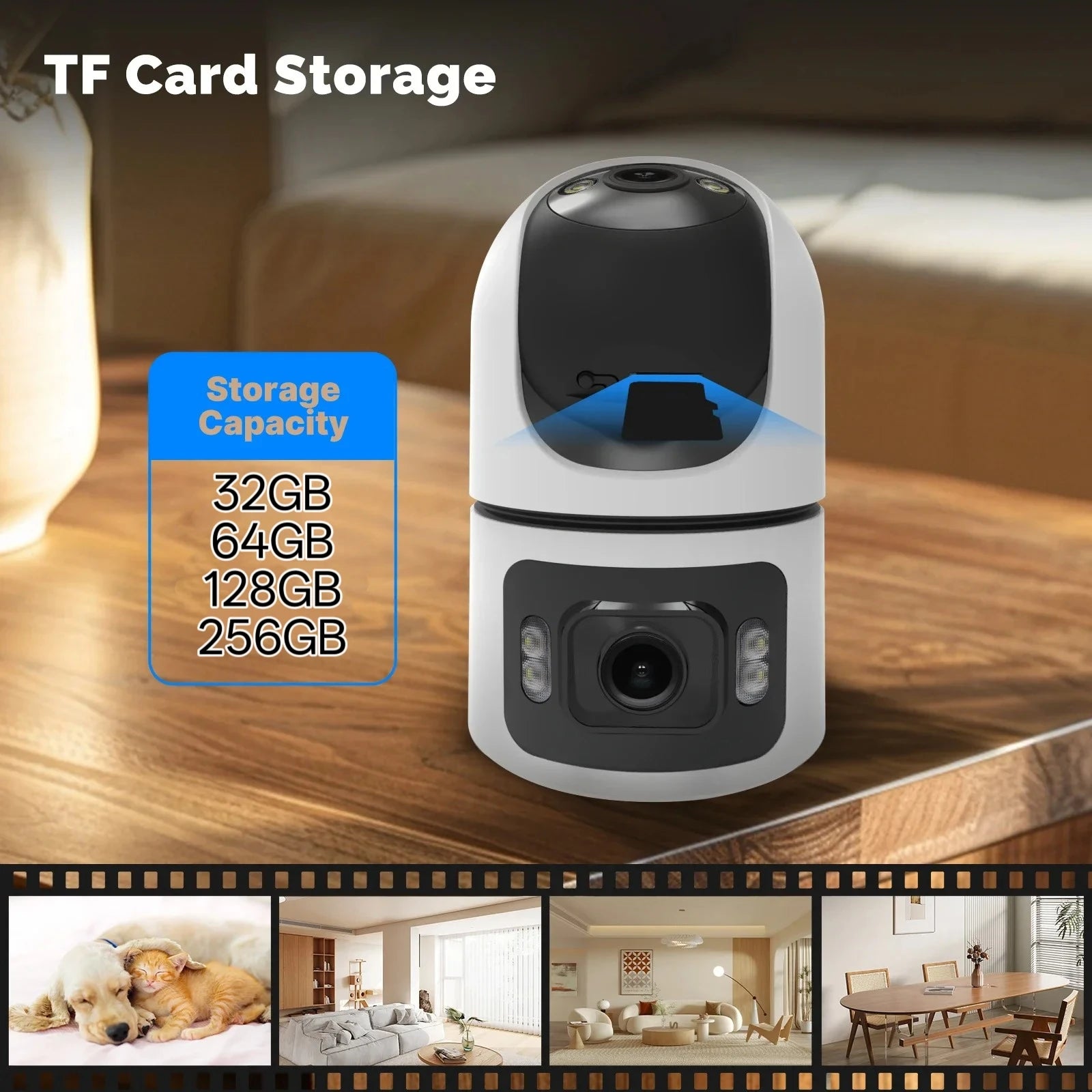 4K 8MP WiFi Surveillance Camera Dual Lens with Adjustable Bracket Two-Way Audio Onvif 10X Zoom Security Wireless Surveillance