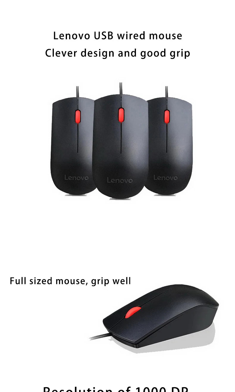 Mouse Lenovo Mouse Ems-537A Wired Mouse Office Mouse Black