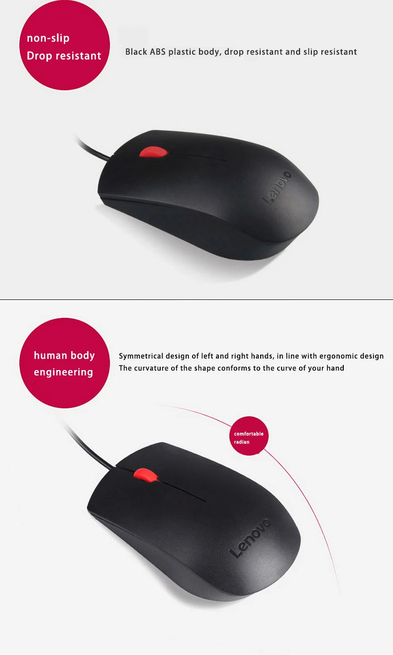 Mouse Lenovo Mouse Ems-537A Wired Mouse Office Mouse Black