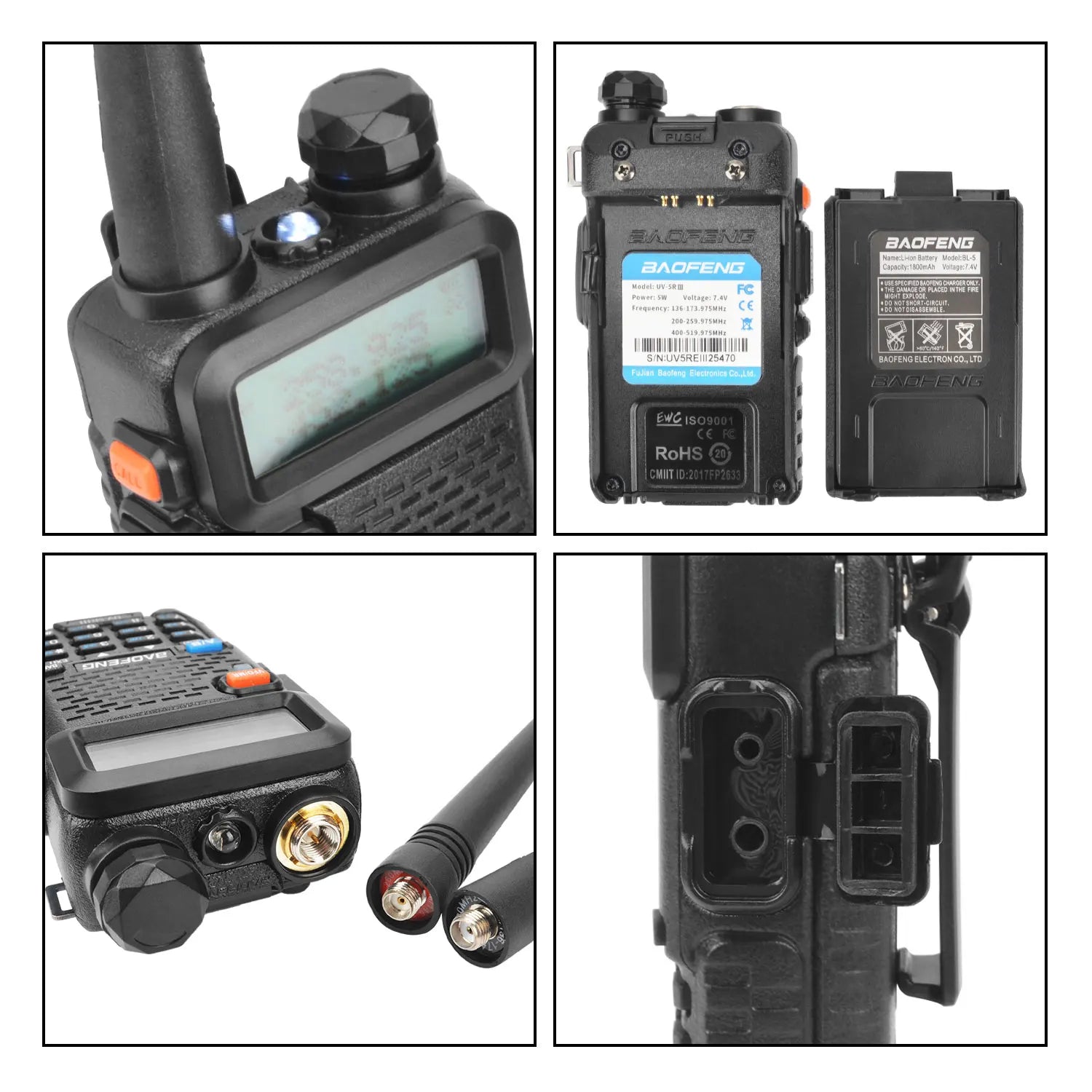 BAOFENG UV-5RIII Walkie Talkie Tri-band 136-174MHz200-260MHz 400-520MHz 128Ch 5W FM VOX Roger Beep