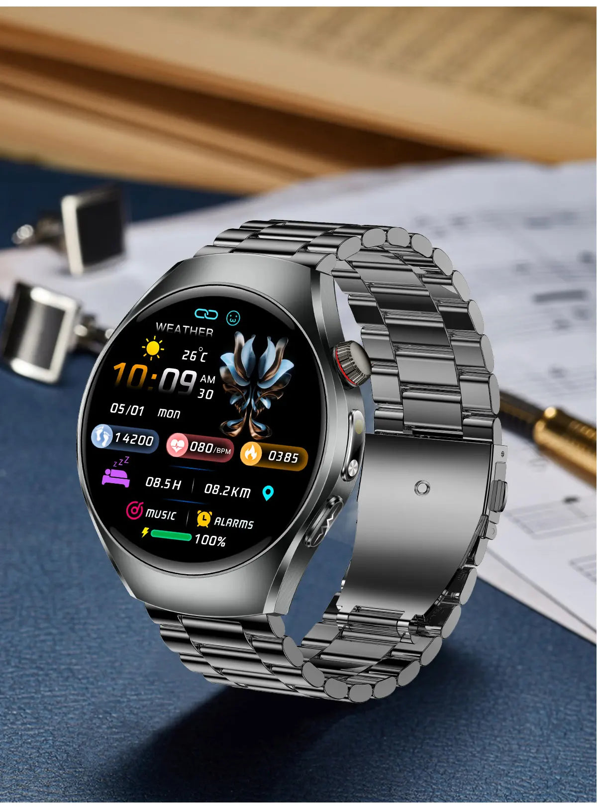 2026 New Accurate Body Health analysis Smart Watch Men ECG Blood lipids Uric acid Blood Pressure Body Fat Voice Call Smartwatch