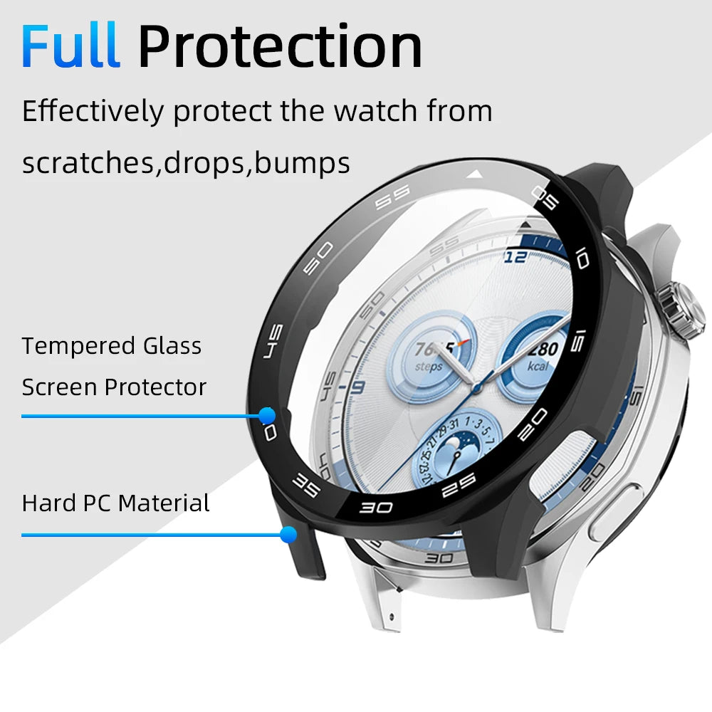 Case for Huawei Watch GT 5/GT5 Pro 46mm Tempered Glass Screen Protector&Hard PC Protective Bumper Huawei GT5 Cover Accessories