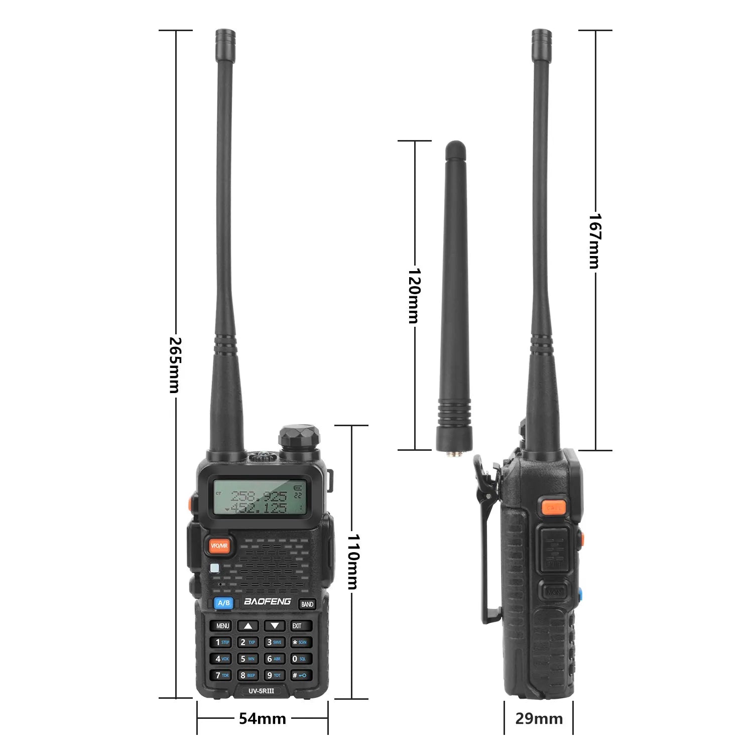 BAOFENG UV-5RIII Walkie Talkie Tri-band 136-174MHz200-260MHz 400-520MHz 128Ch 5W FM VOX Roger Beep
