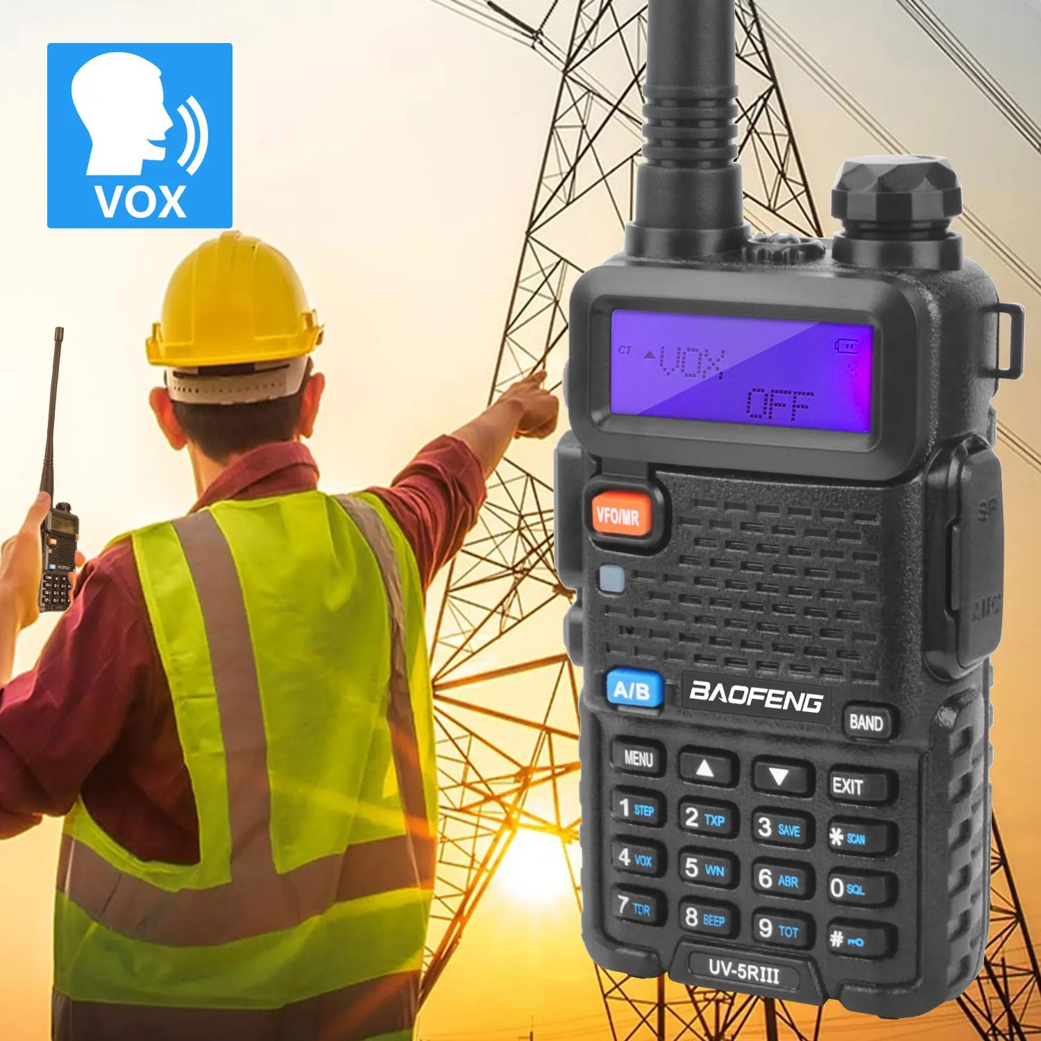 BAOFENG UV-5RIII Walkie Talkie Tri-band 136-174MHz200-260MHz 400-520MHz 128Ch 5W FM VOX Roger Beep