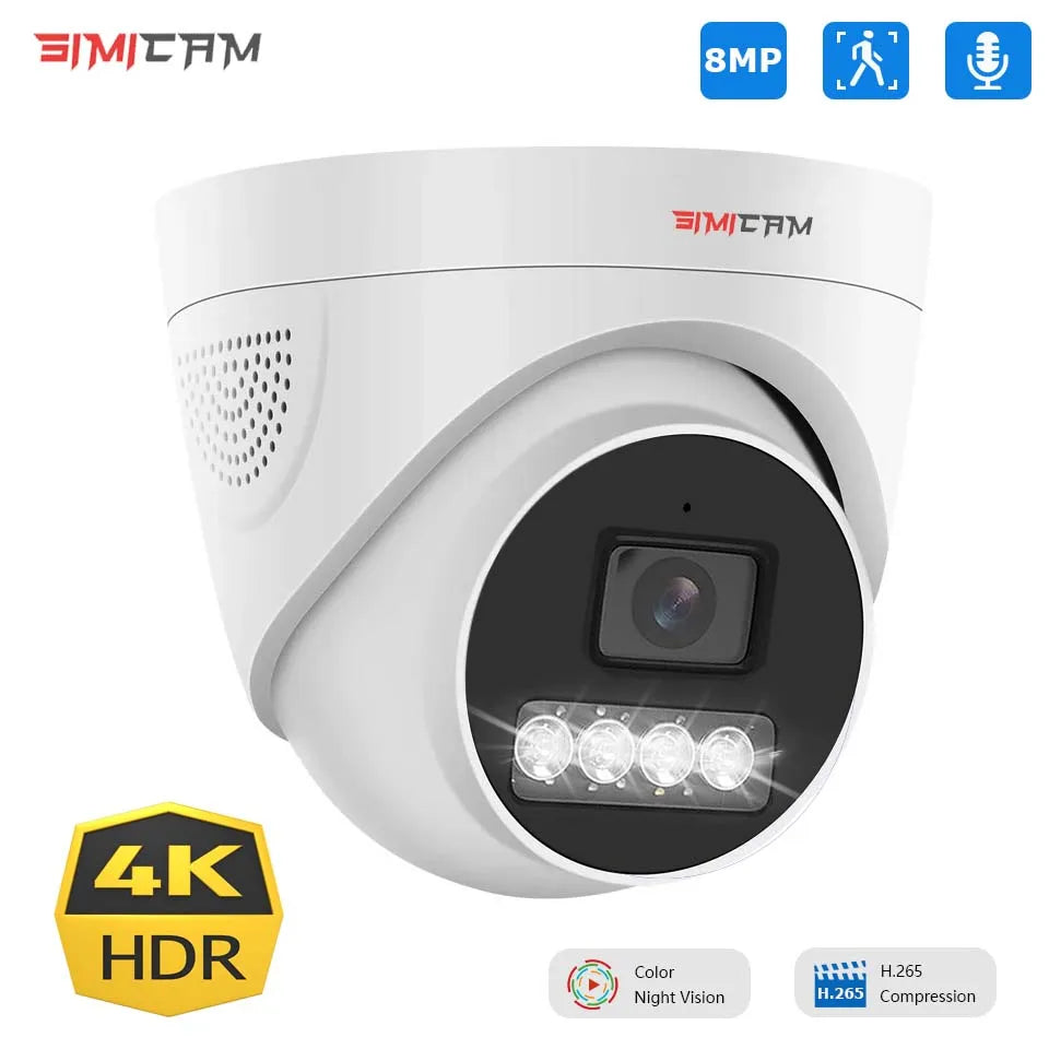 4K POE Surveillance IP camera CCTV Dome Security Camera 4MP 5MP 8MP Audio Color Night Vision Indoor Onvif compatible With NVR
