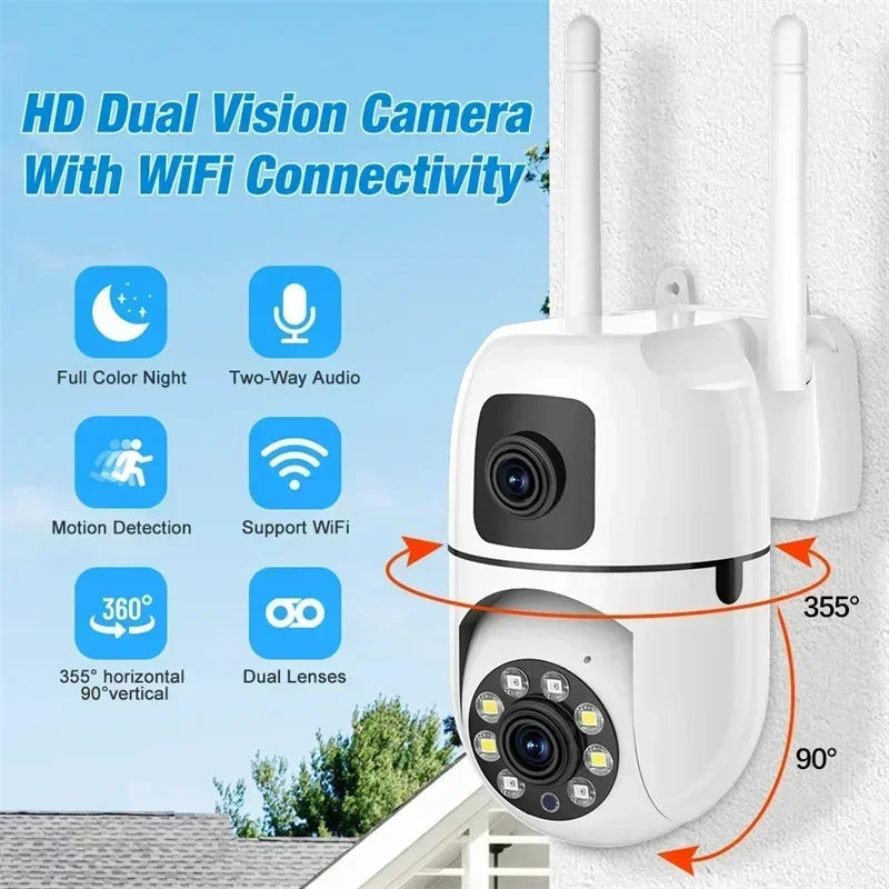 8MP Wifi Camera Dual Lens Security Wireless Outdoor Cameras Two-way Audio  AI Human Tracking Color Night Vision Baby Monitor
