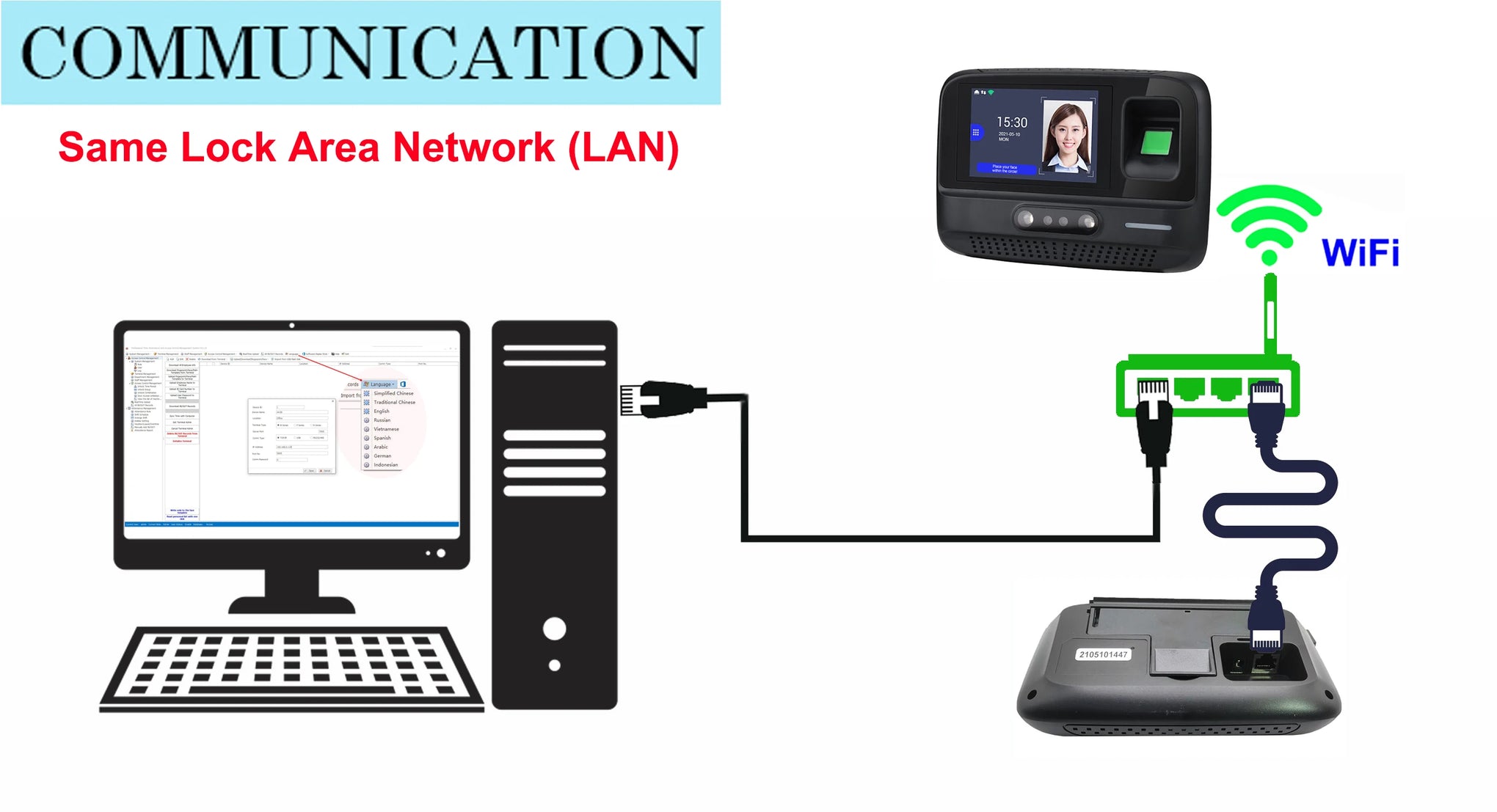 WiFi Palm Face Recognition Time Attendance Machine Desktop Fingerprint Card Empolyee Electronic Attendance Management System