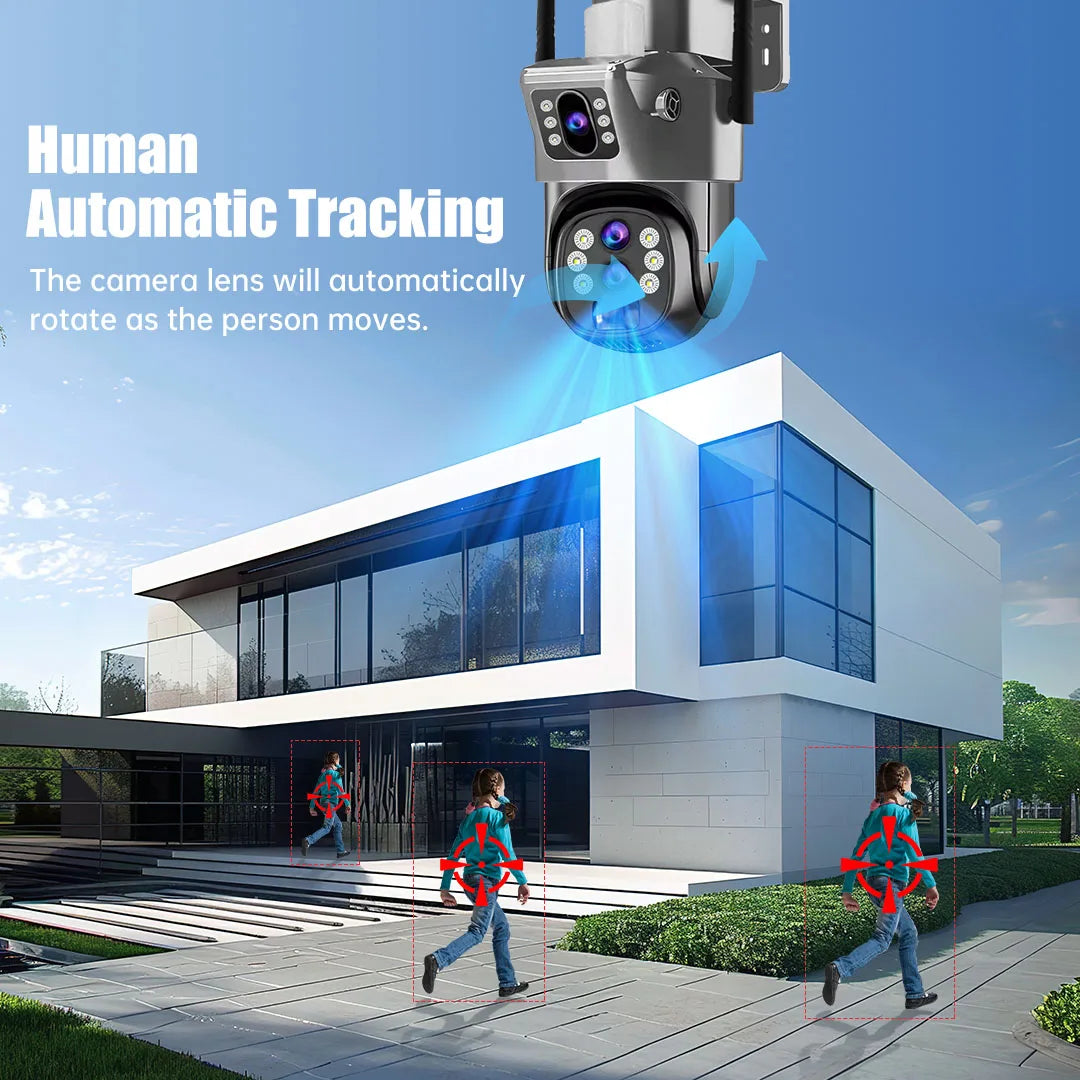 10X Zoom 4G SIM Card Outdoor Solar Camera Three Lens 6K 12MP Wireless PTZ Surveillance CCTV PIR Motion Detection Security Camera