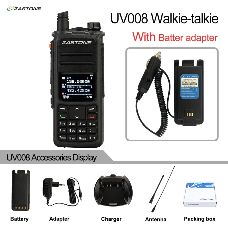 ZASTONE UV008 DMR Walkie Talkie Digita Two Way Radio Dual band 10W Dual time slot Walkie-talkie GPS