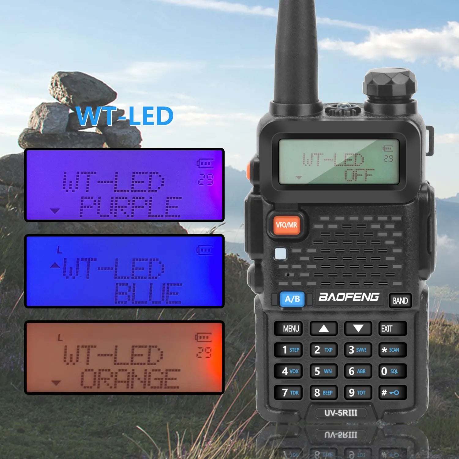 BAOFENG UV-5RIII Walkie Talkie Tri-band 136-174MHz200-260MHz 400-520MHz 128Ch 5W FM VOX Roger Beep
