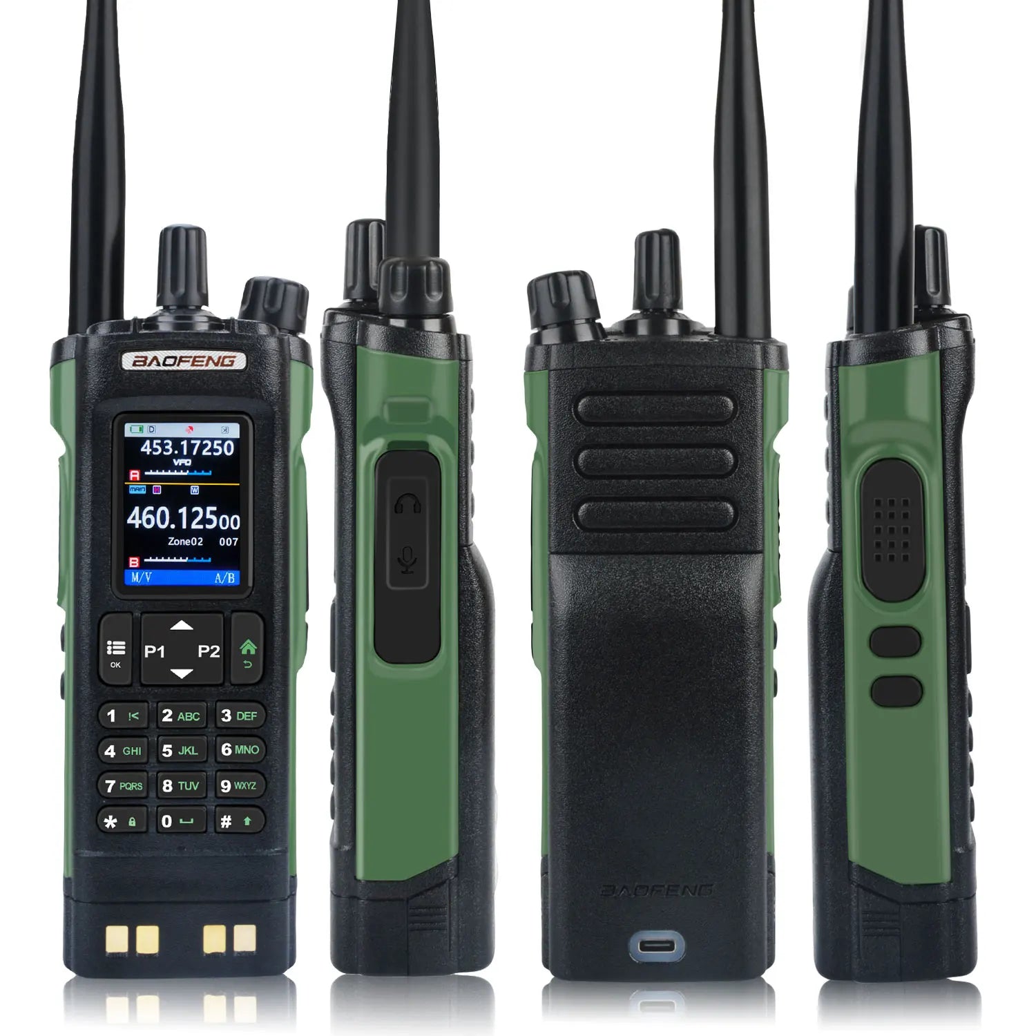 Walkie Talkie Baofeng UV-32 Air Band 10W GPS Amateur FM Two Way Radio with 2.0" HD Screen and 2200mah USB-C Charging Battery