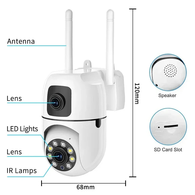 8MP Wifi Camera Dual Lens Security Wireless Outdoor Cameras Two-way Audio  AI Human Tracking Color Night Vision Baby Monitor
