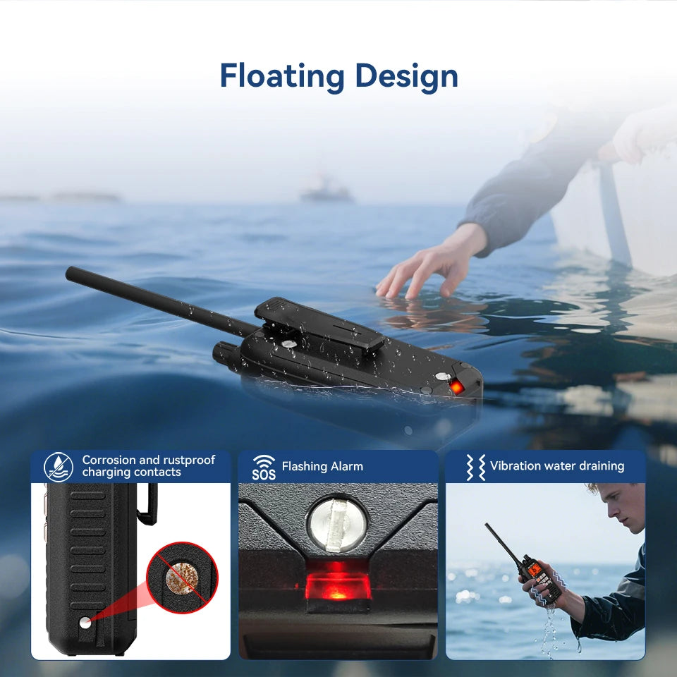 Retevis RM15 Marine Radio Transceiver VHF IP68 Waterproof Floating Radio handheld Portable Long Range Walkie Talkies for Boating