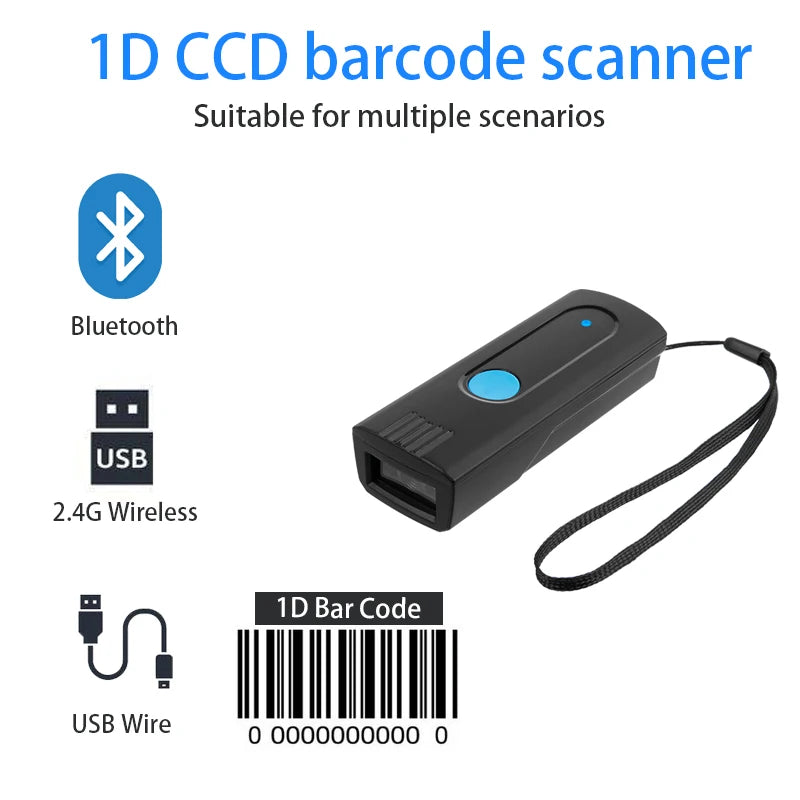 Mini Pocket Barcode Scanner Wireless Bluetooth Instant Upload or storage Mode Optional Support IOS Android Windows System