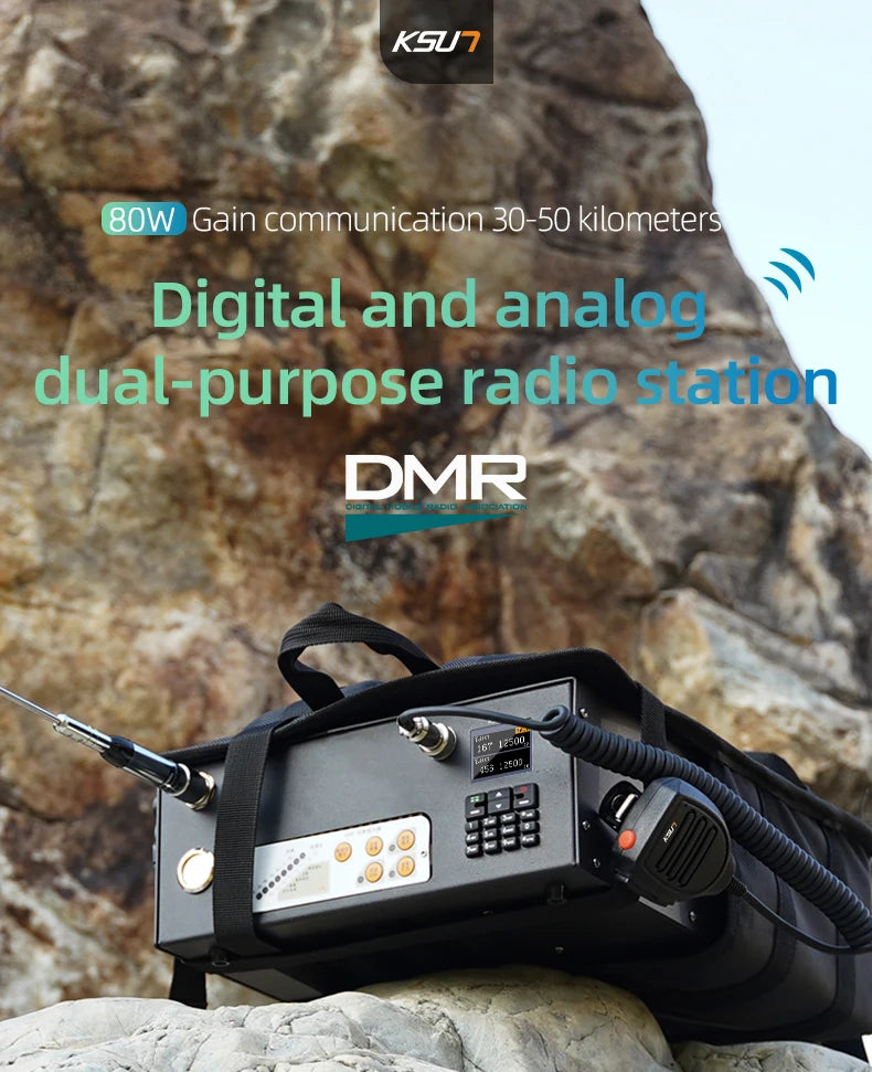 KSUN DM8668 80W Digital Analog Dual Mode Walkie Talkie Encrypted DMR Car Radio for Outdoor Adventure Dispatch Off-road Rescue