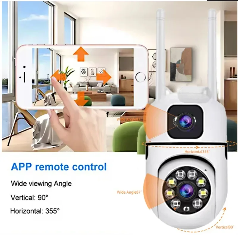 8MP Wifi Camera Dual Lens Security Wireless Outdoor Cameras Two-way Audio  AI Human Tracking Color Night Vision Baby Monitor